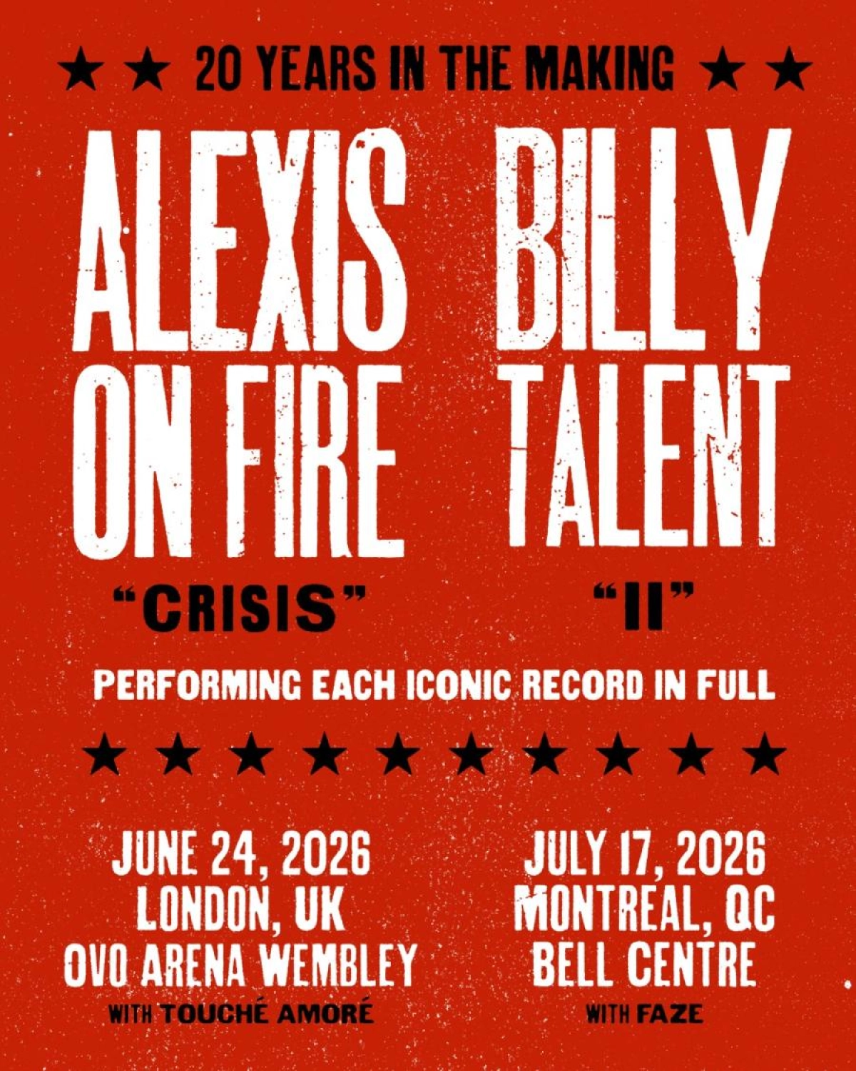 Alexisonfire - Billy Talent at OVO Arena Wembley Tickets