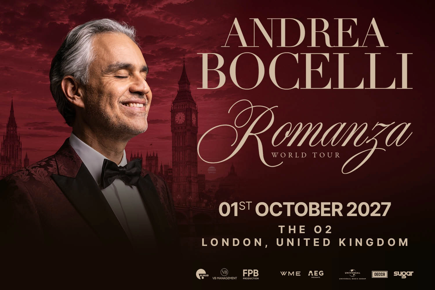 Andrea Bocelli at The O2 Arena Tickets