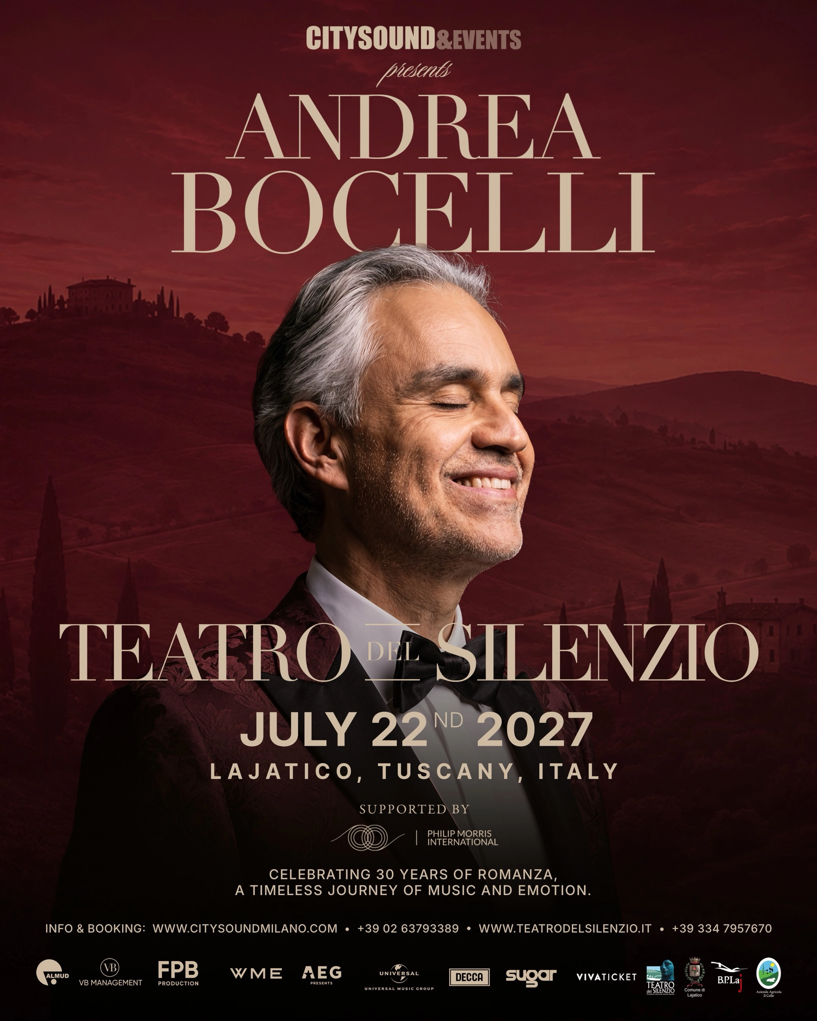 Andrea Bocelli en Teatro del Silenzio Tickets