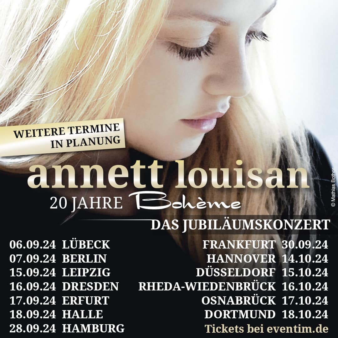 Billets Annett Louisan - 20 Jahre Bohème - Das Jubiläumskonzert (Neue Gebläsehalle Neunkirchen - Neunkirchen)