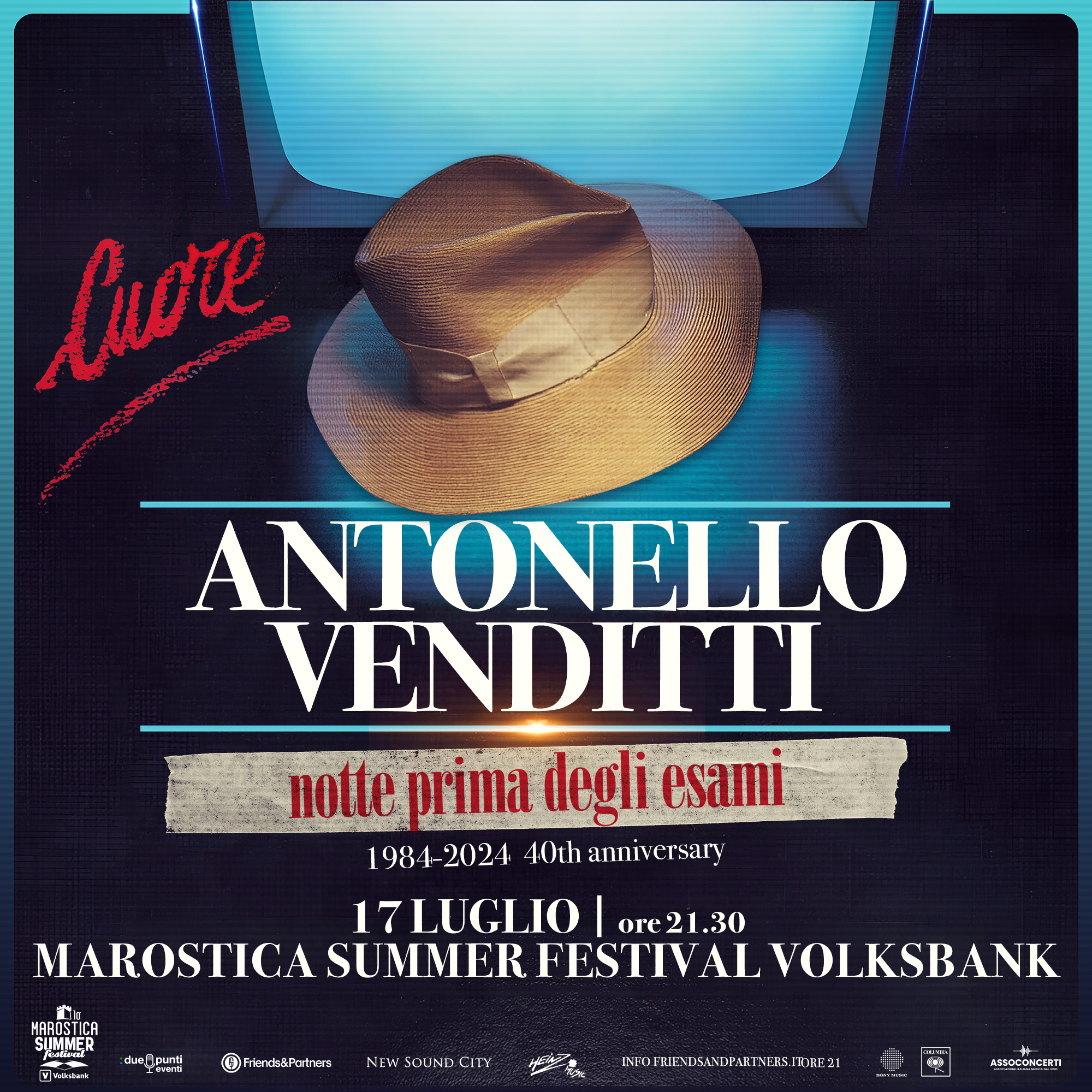 Billets Antonello Venditti - Summer Festival Volksbank (Piazza Castello Marostica - Marostica)