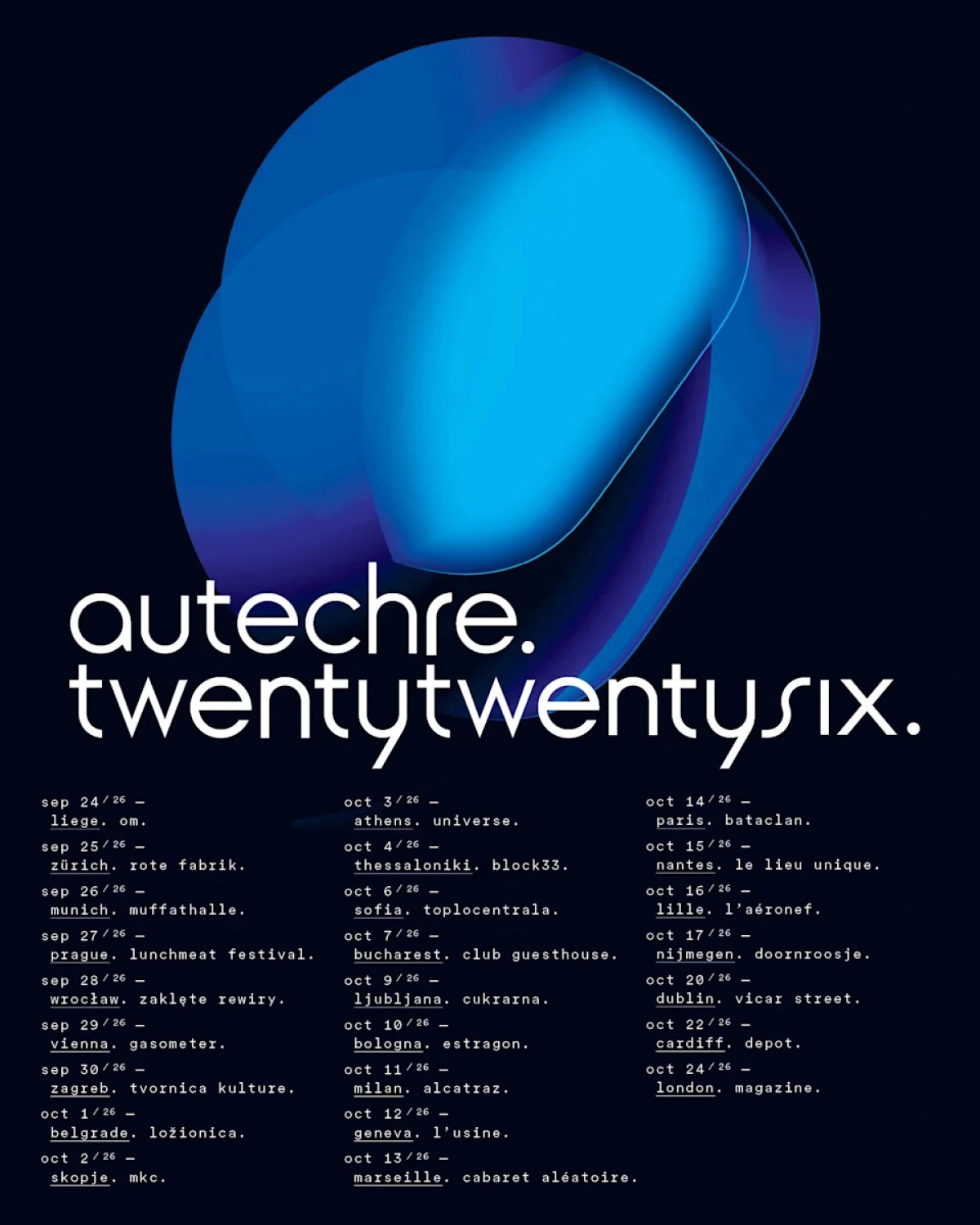 Autechre - Twentytwentysix at Ampere Muffatwerk Tickets