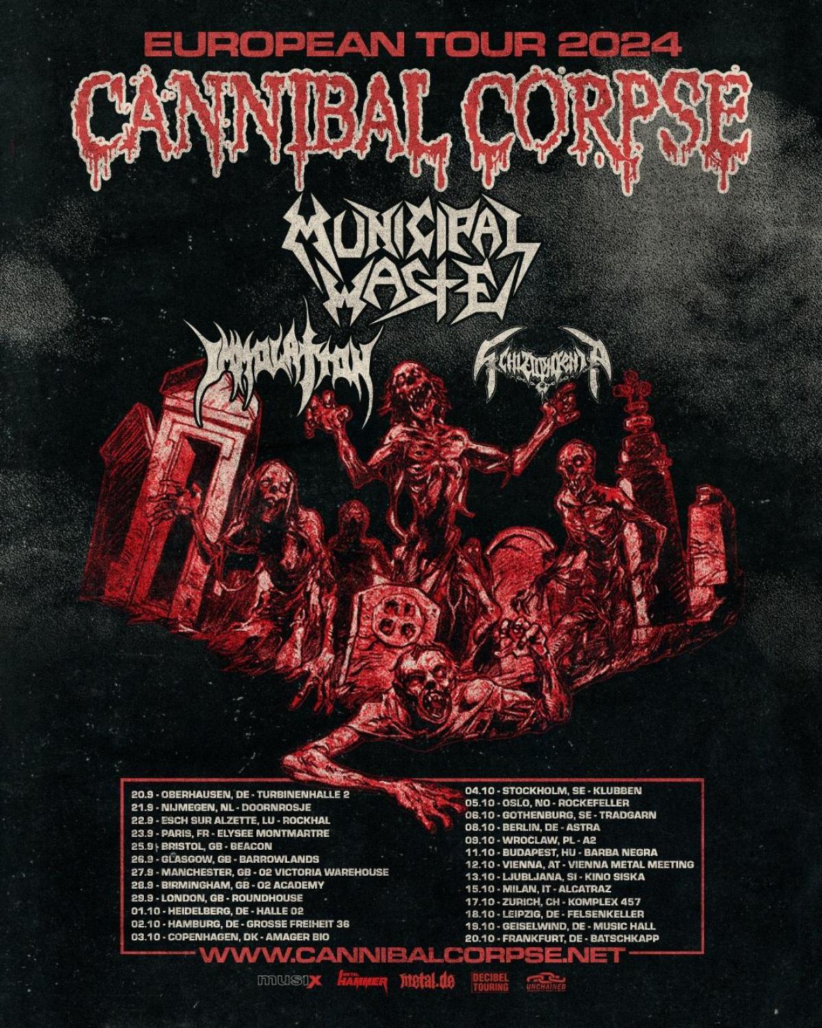 Cannibal Corpse - Municipal Waste - Immolation - Schizophrenia at Elysee Montmartre Tickets
