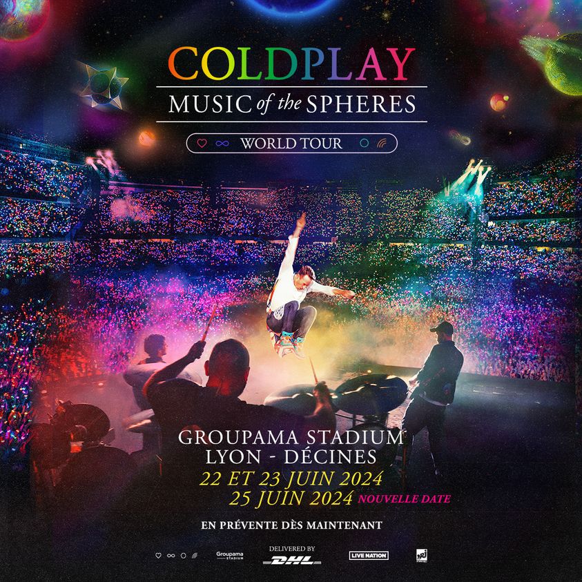 Billets Coldplay à Lyon (Groupama Stadium) du 22 juin 2025 Infos et