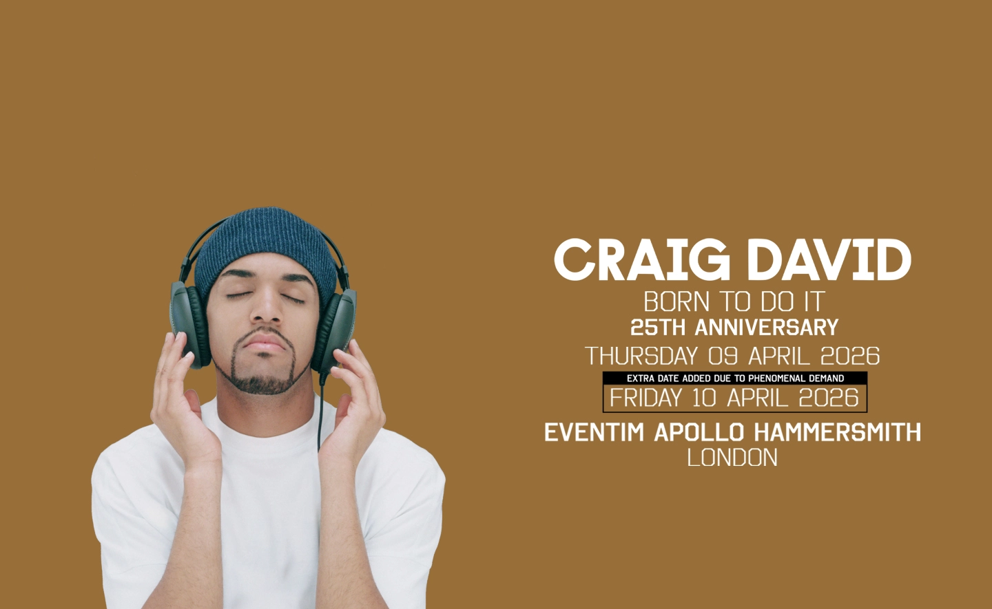 Billets Craig David (Eventim Apollo - Londres)