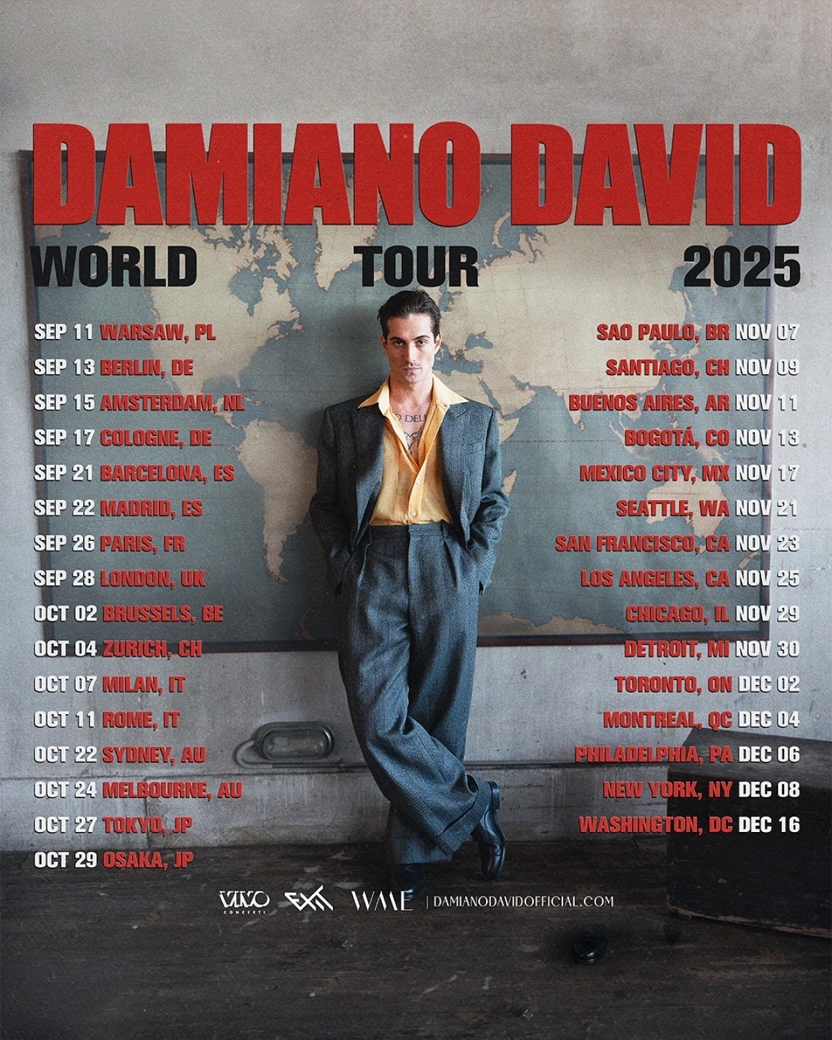 Billets Damiano David (Palladium Koln - Cologne)