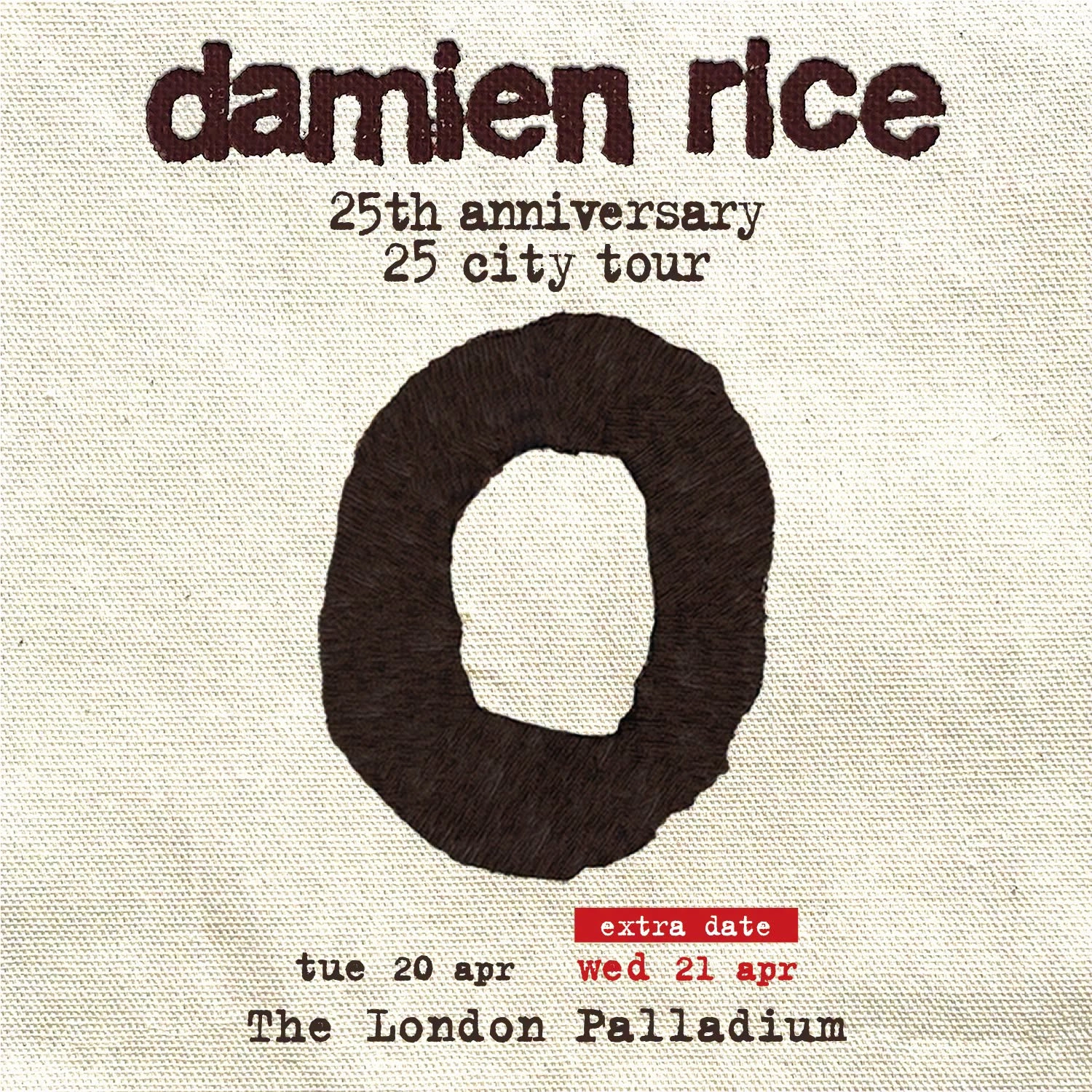 Billets Damien Rice (London Palladium - Londres)