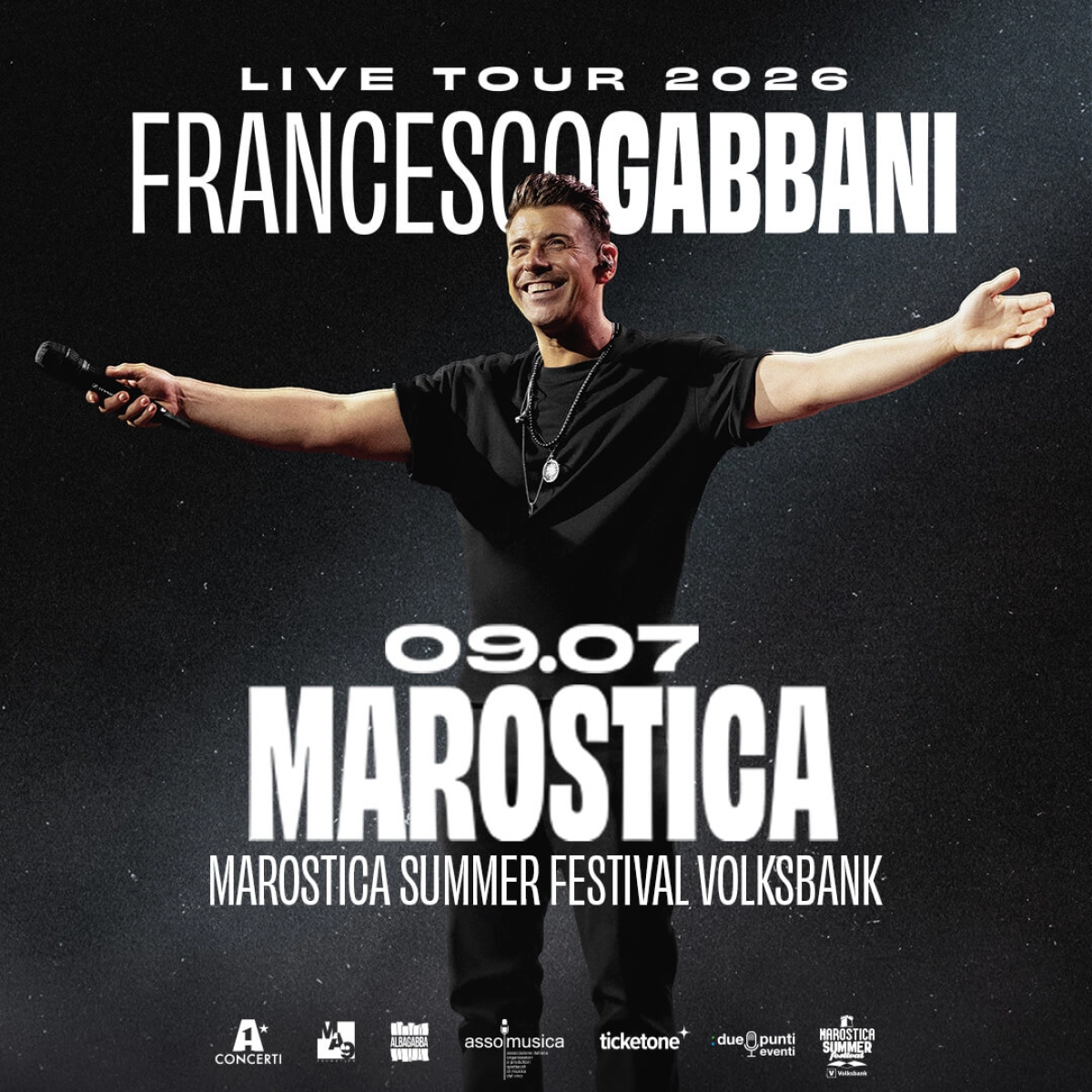 Francesco Gabbani en Piazza Castello Marostica Tickets