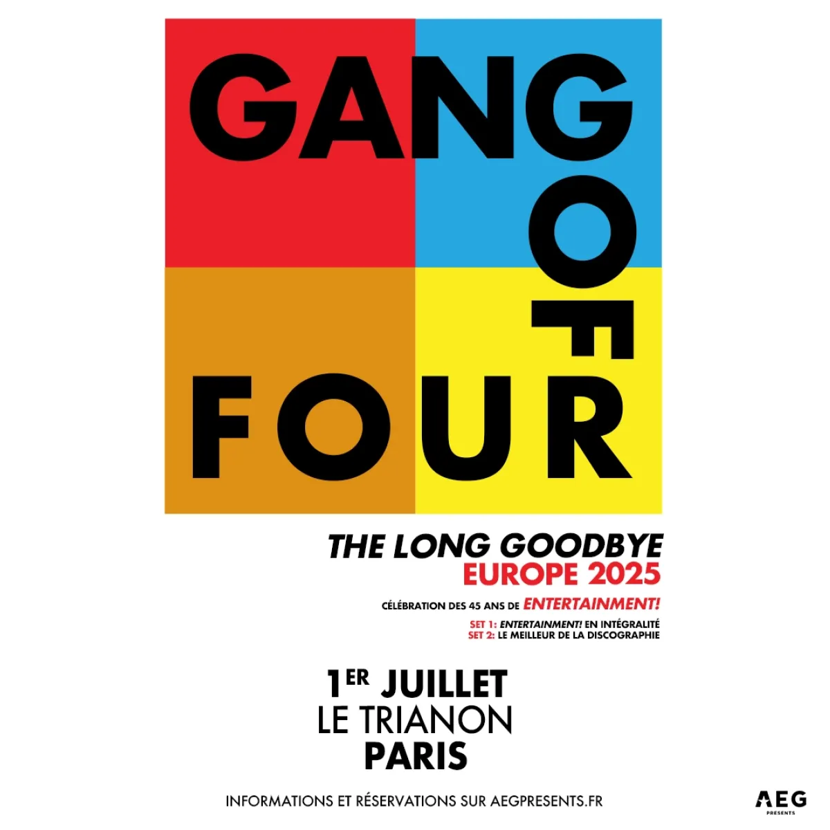 Billets Gang of Four (Le Trianon - Paris)