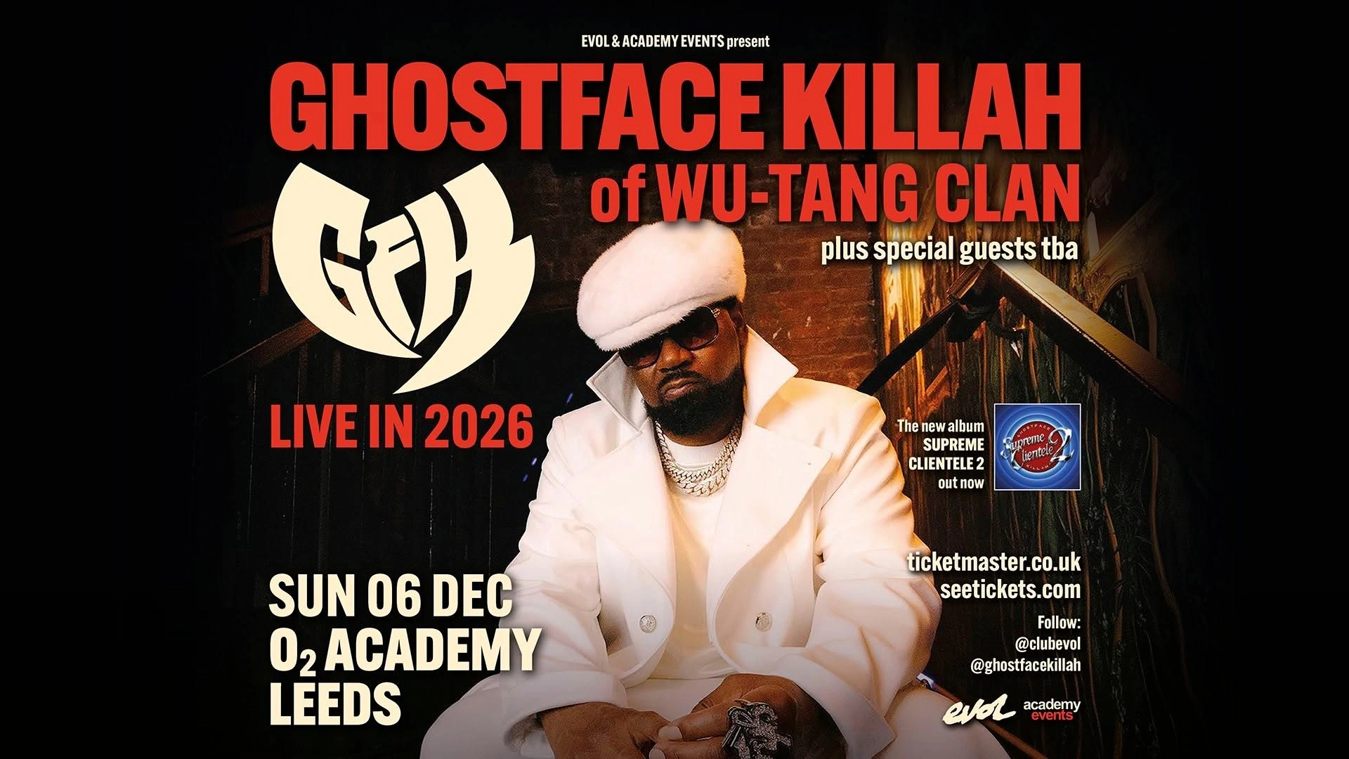 Billets Ghostface Killah (O2 Academy Leeds - Leeds)