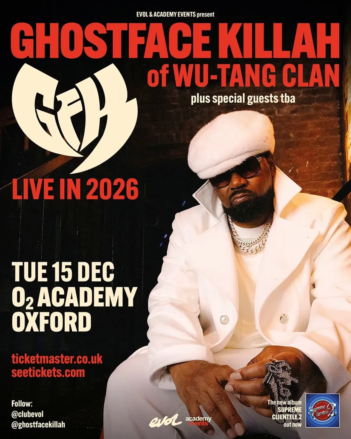 Billets Ghostface Killah (O2 Academy Oxford - Oxford)