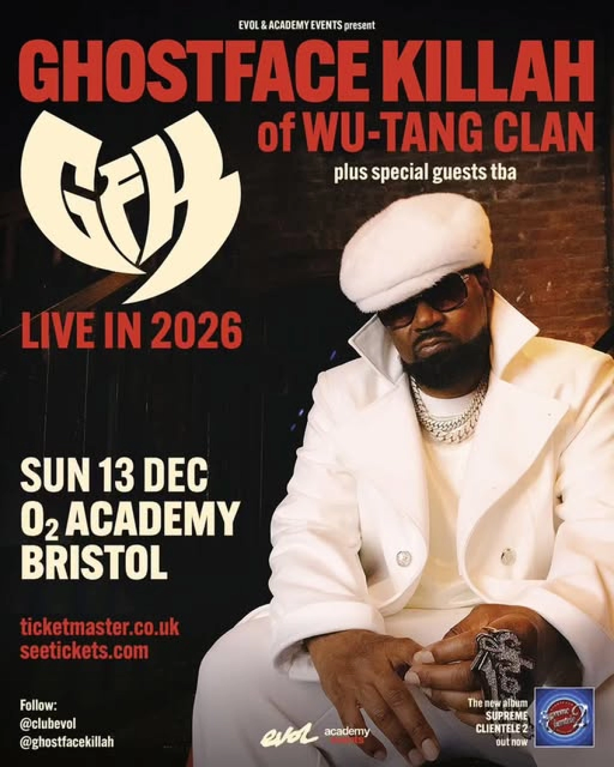 Ghostface Killah Of Wu-tang Clan at O2 Academy Bristol Tickets