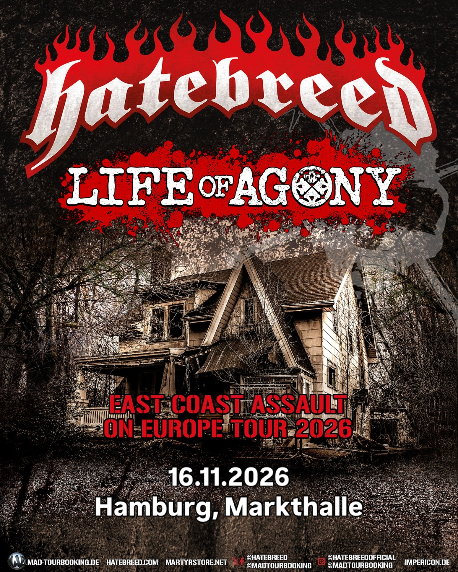Hatebreed - Life Of Agony at Markthalle Hamburg Tickets