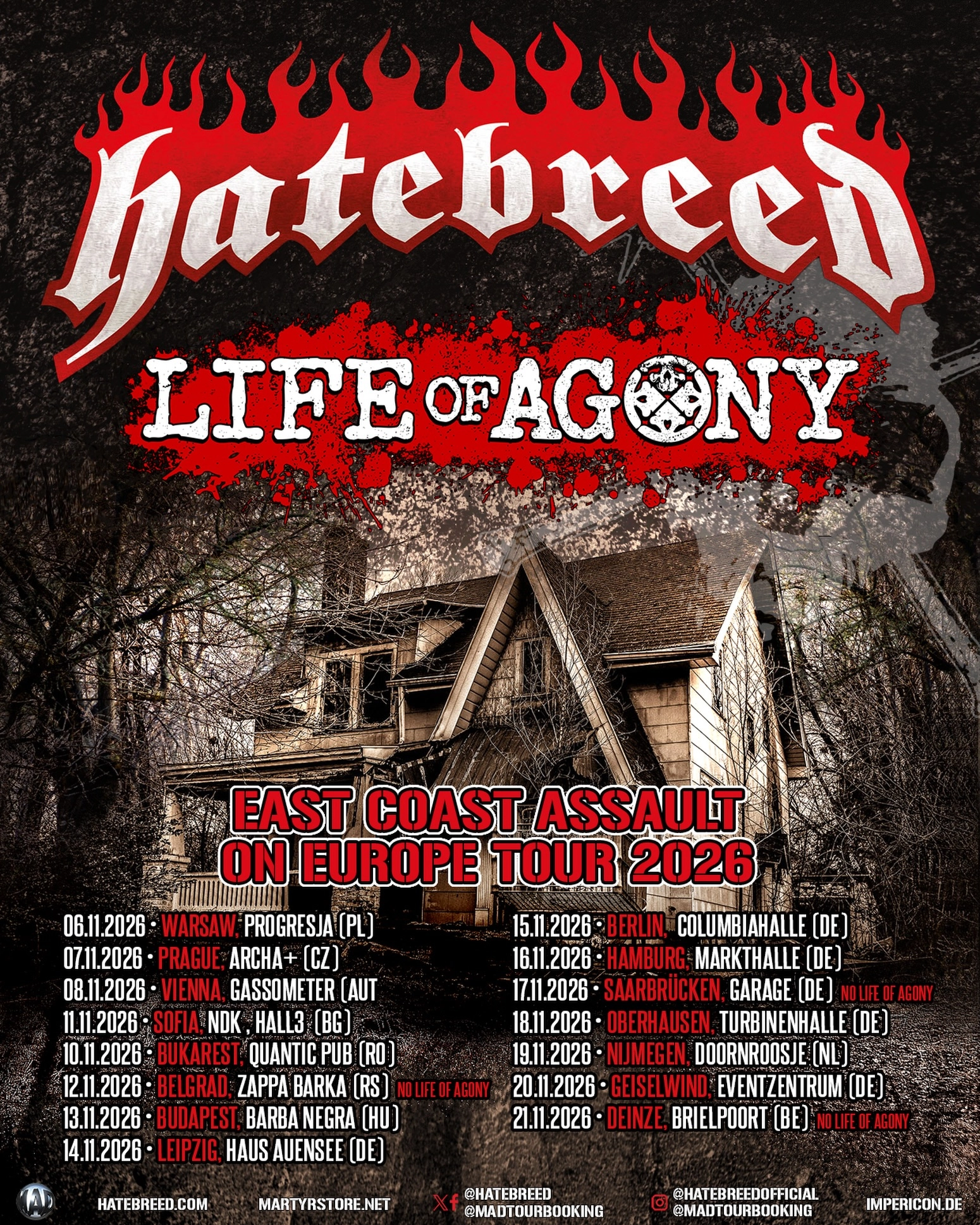 Hatebreed X Life Of Agony at Columbiahalle Tickets