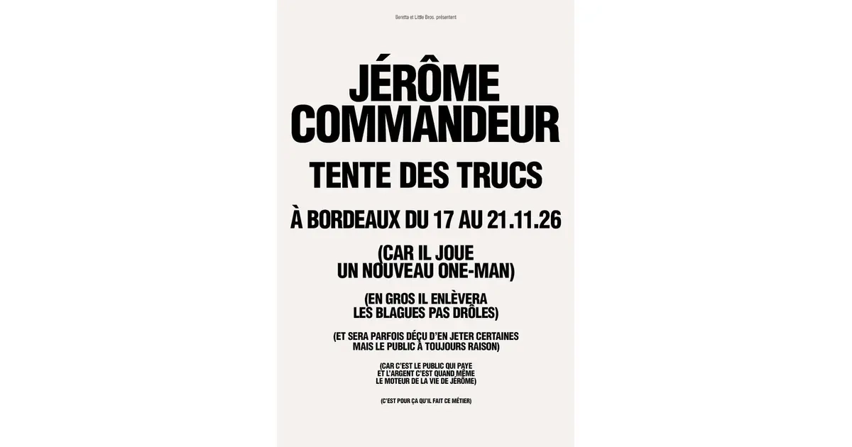 Jerome Commandeur Tente Des Trucs al Theatre Trianon Tickets
