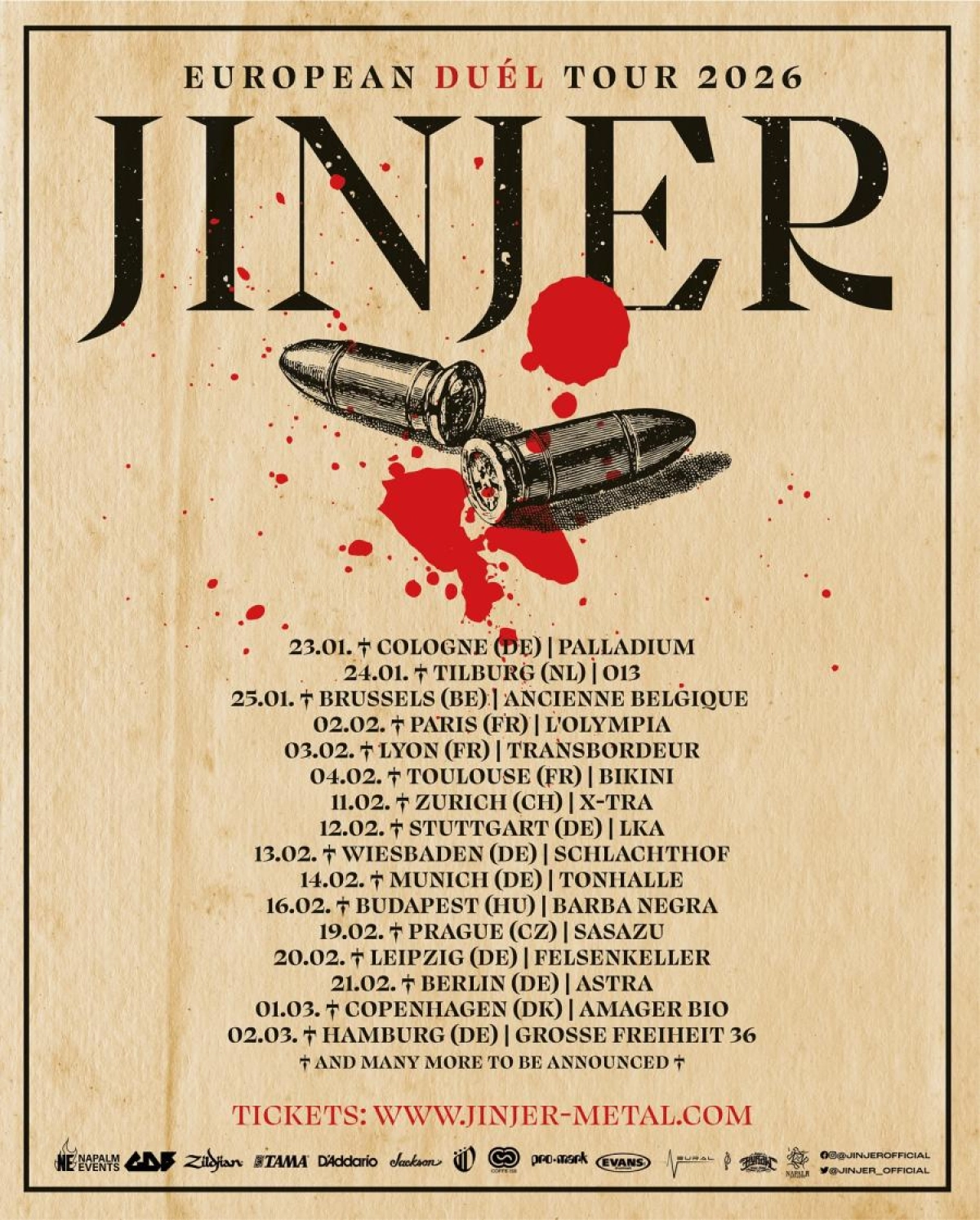 Billets Jinjer (Amager Bio - Copenhague)