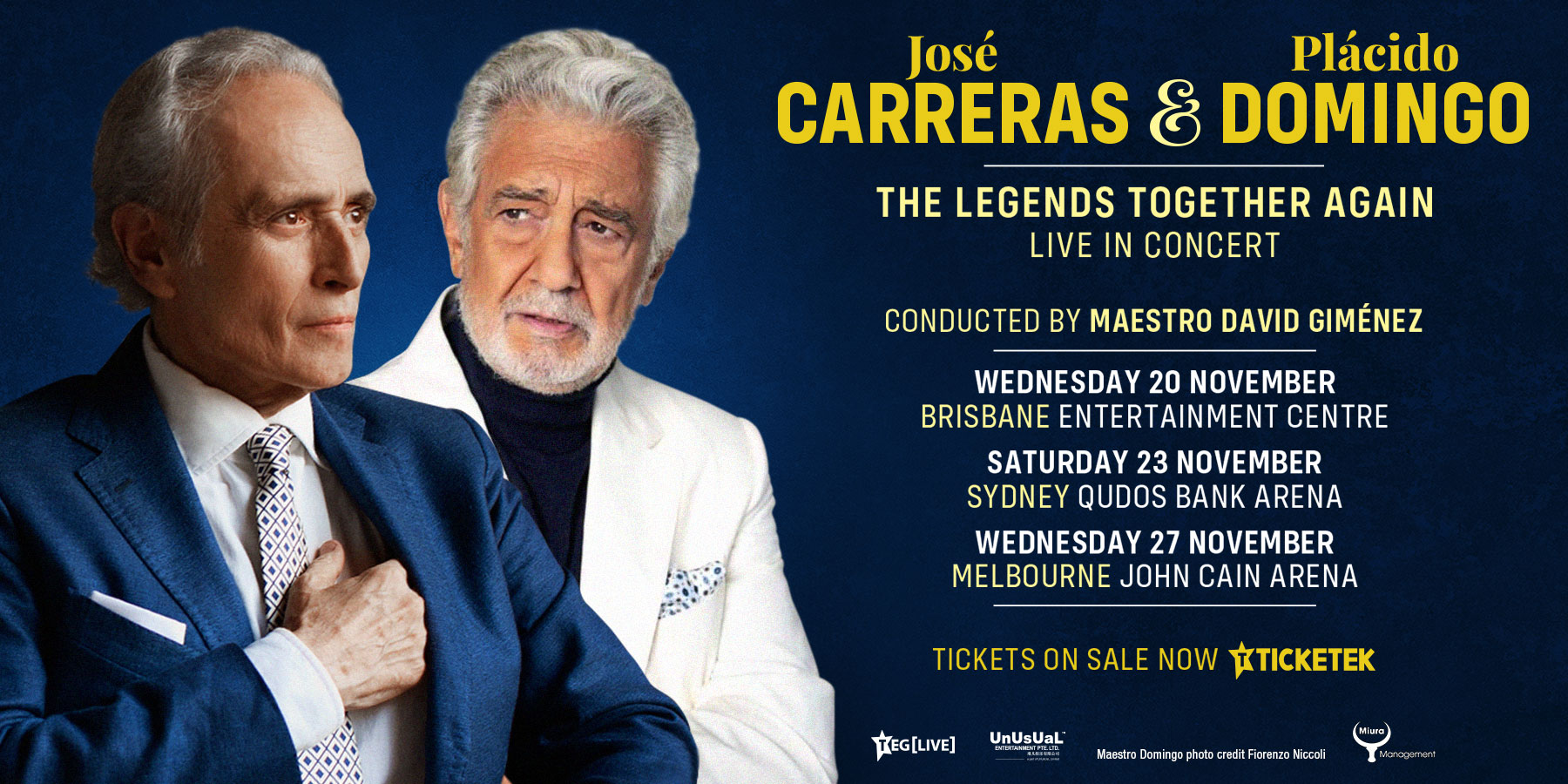Jose Carreras - Placido Domingo en Brisbane Entertainment Centre Tickets