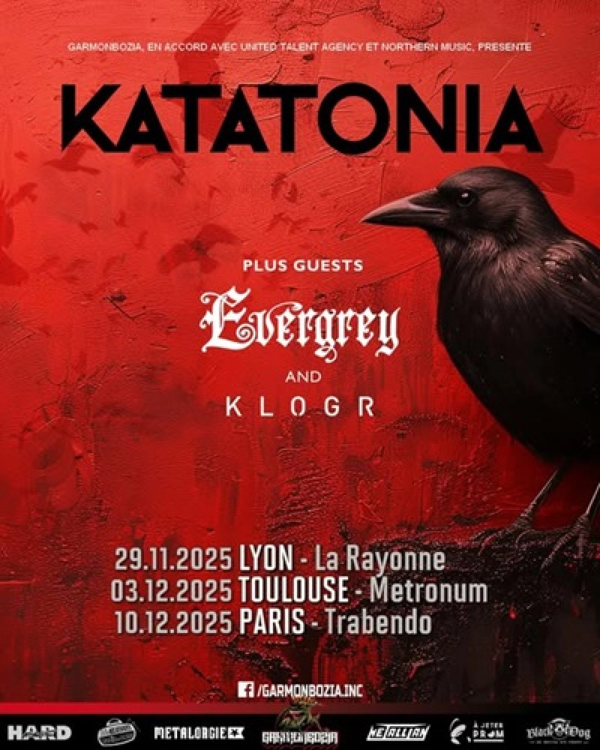 Billets Katatonia - Evergrey - Klogr (Le Trabendo - Paris)