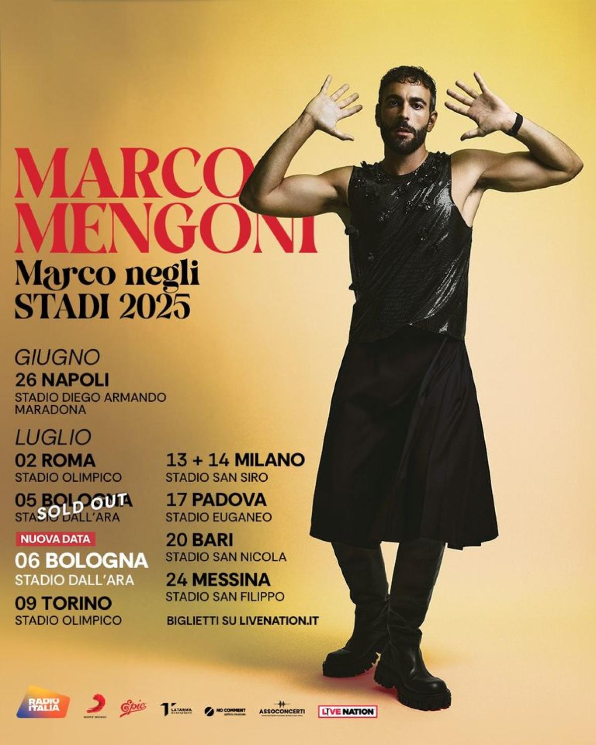 Marco Mengoni in der Stadio Dall'ara Tickets