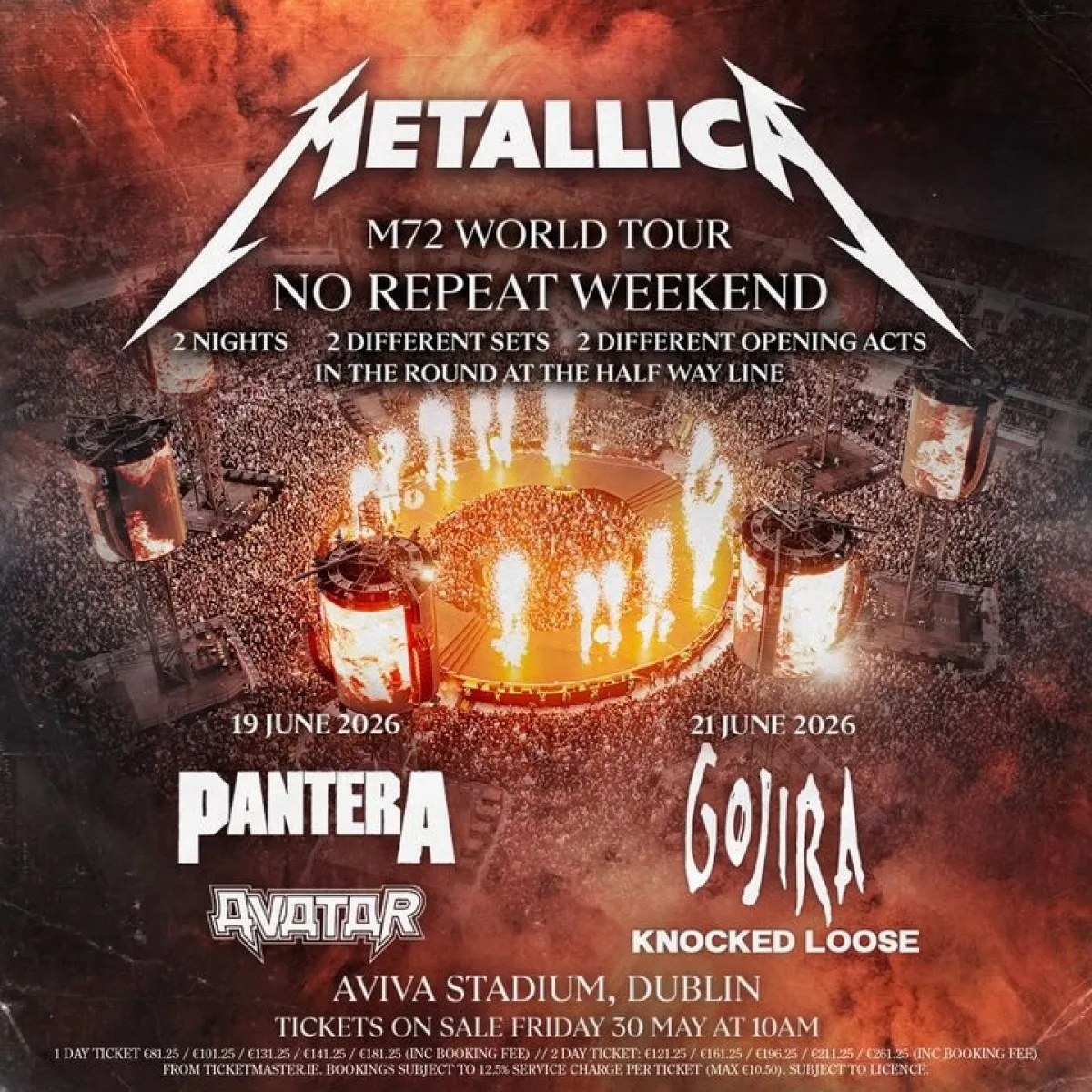 Billets Metallica (Aviva Stadium - Dublin)