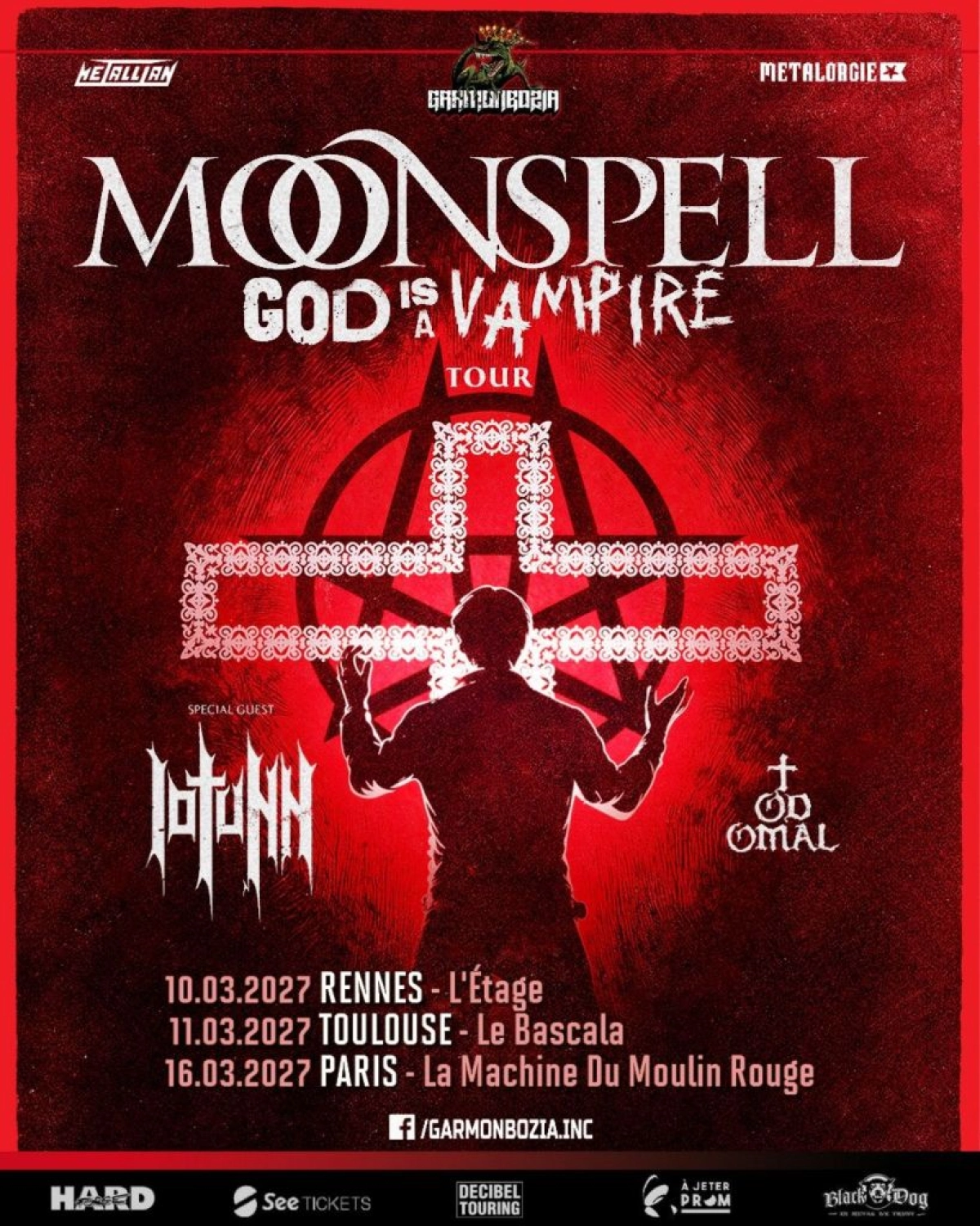 Moonspell - Iotunn - Todomal at La Machine du Moulin Rouge Tickets