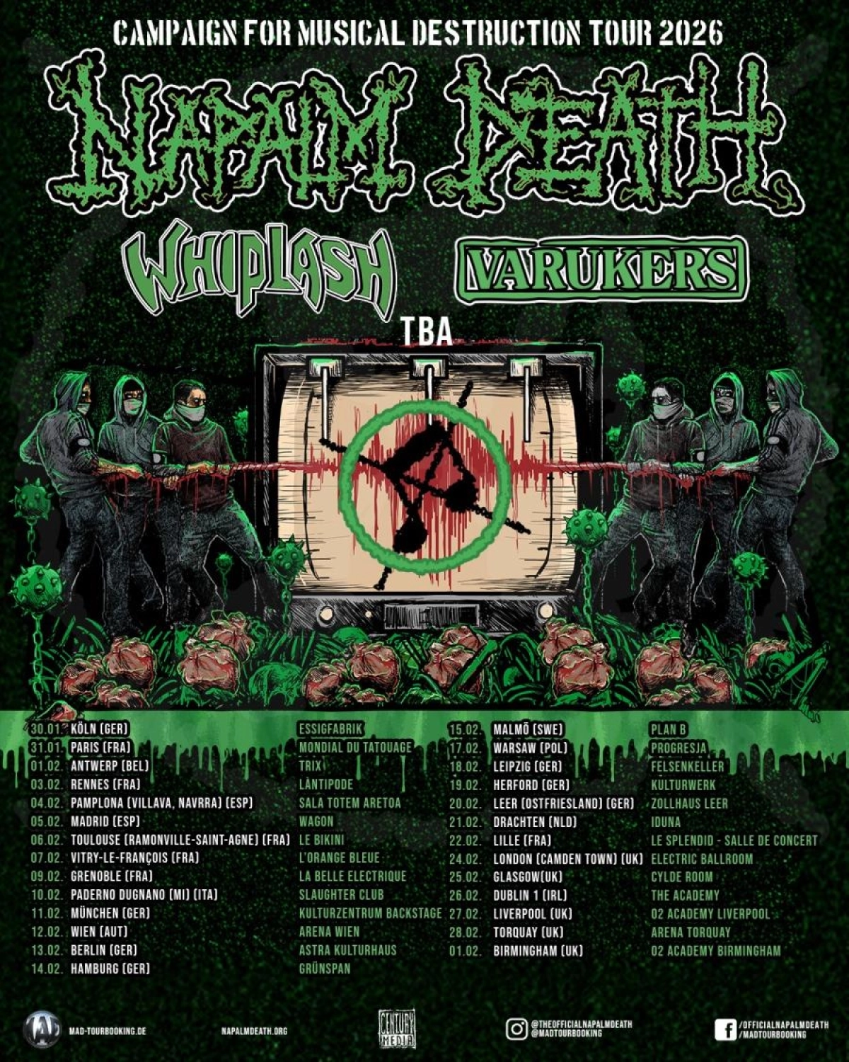 Billets Napalm Death (Sala Mon Live - Madrid)