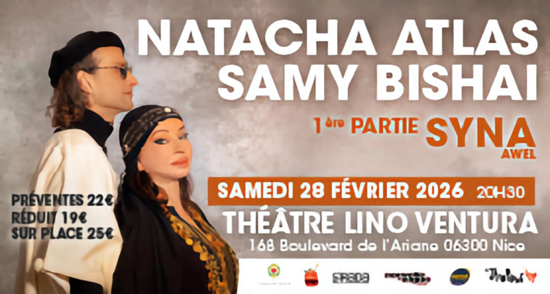 Billets Natacha Atlas - Syna Awel (Theatre Lino Ventura - Nice)