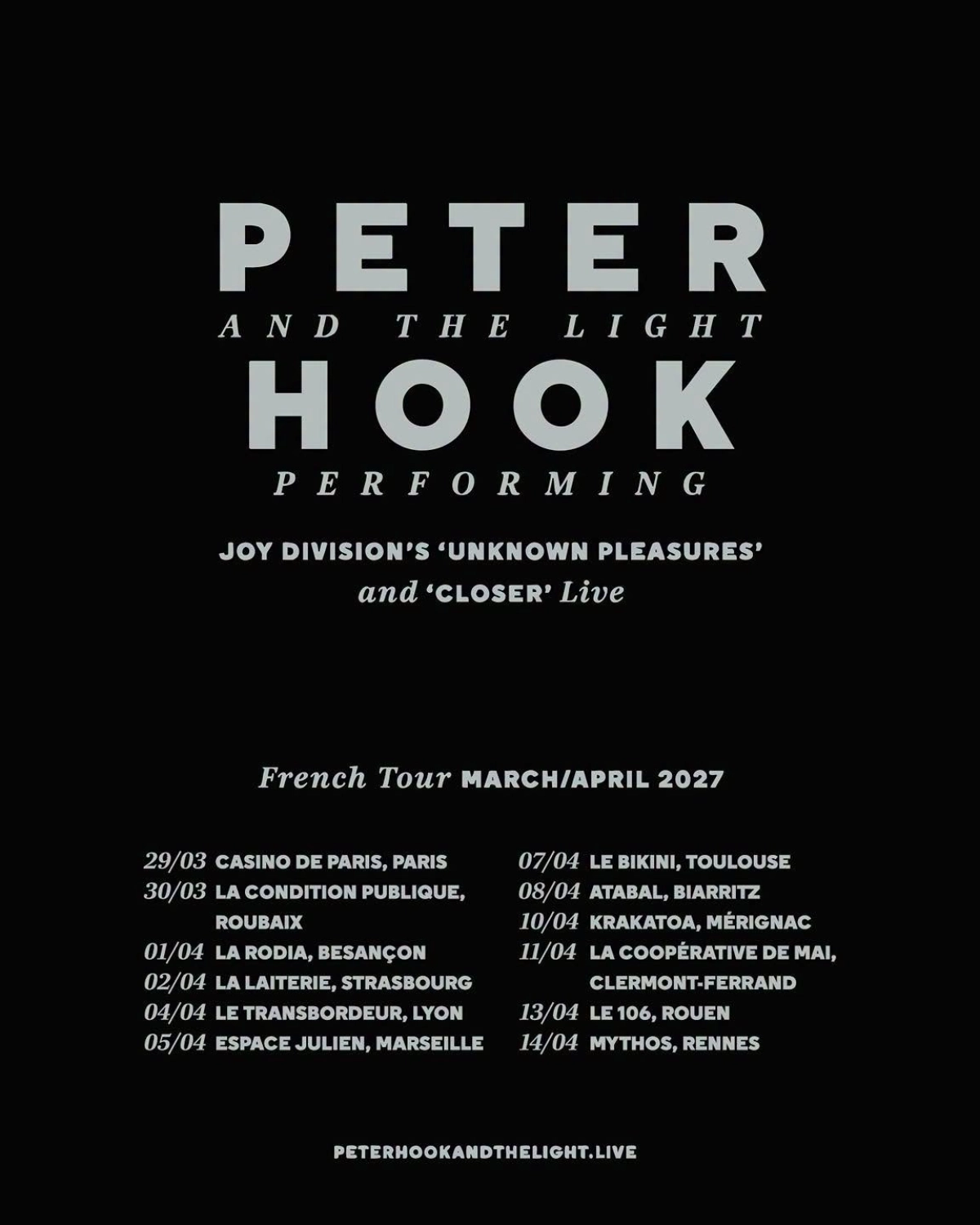 Peter Hook and The Light at Espace Julien Tickets