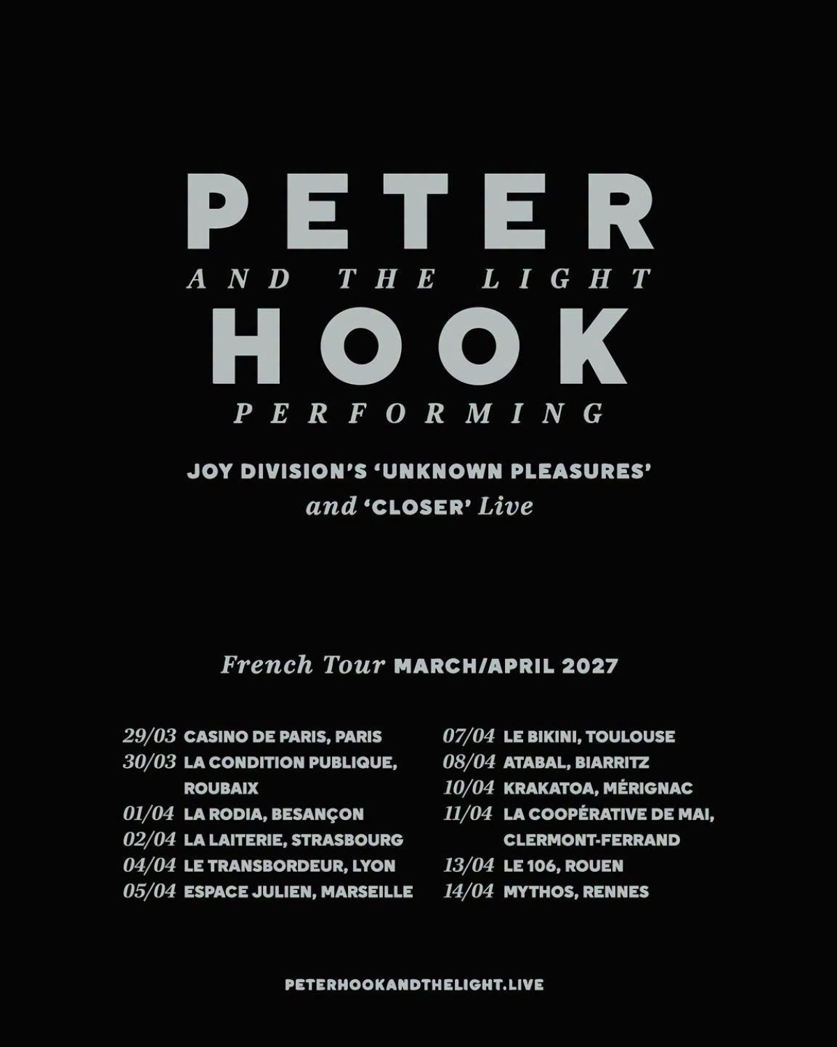 Peter Hook and The Light at Le Bikini Tickets