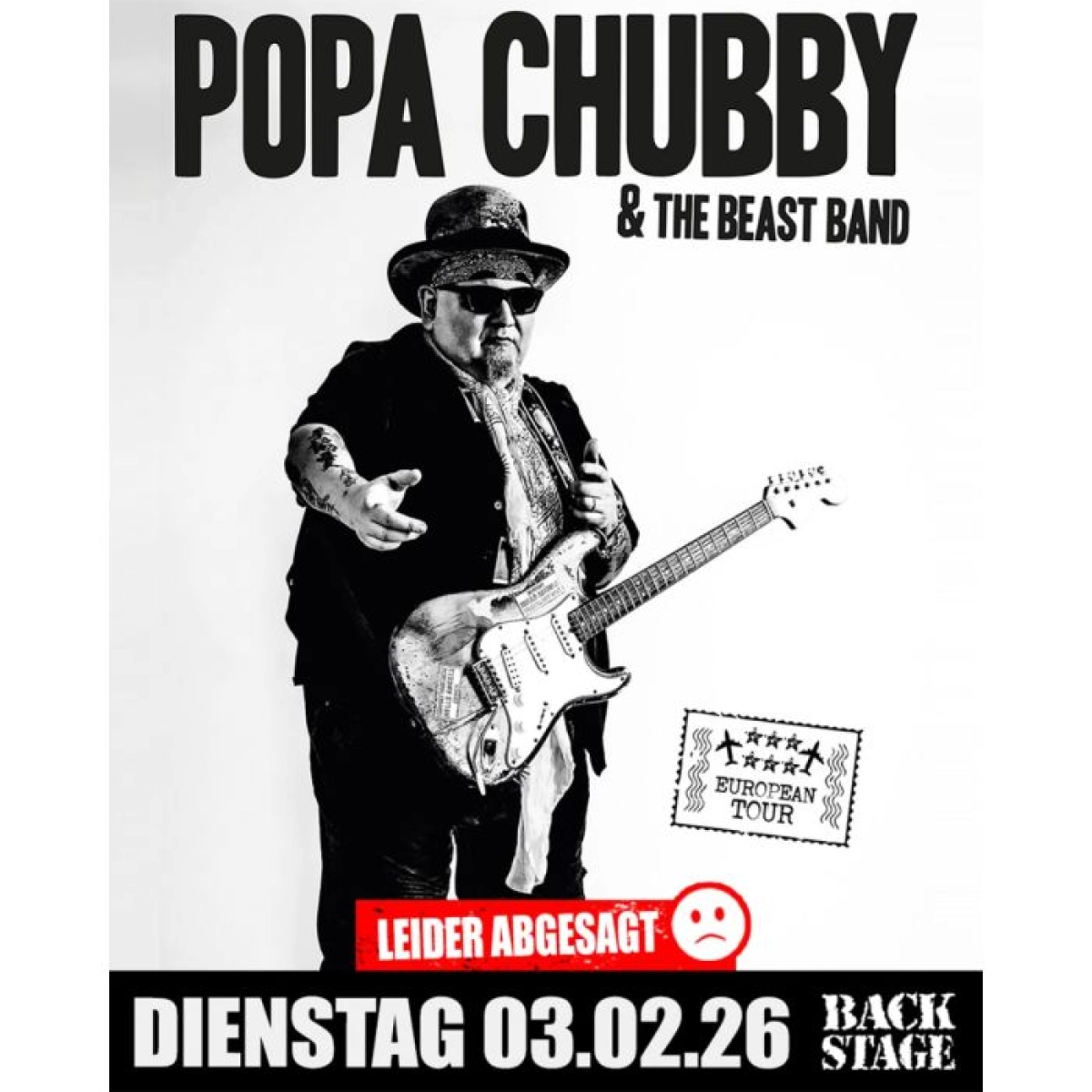 Billets Popa Chubby and The Beast Band (Backstage Werk - Munich)