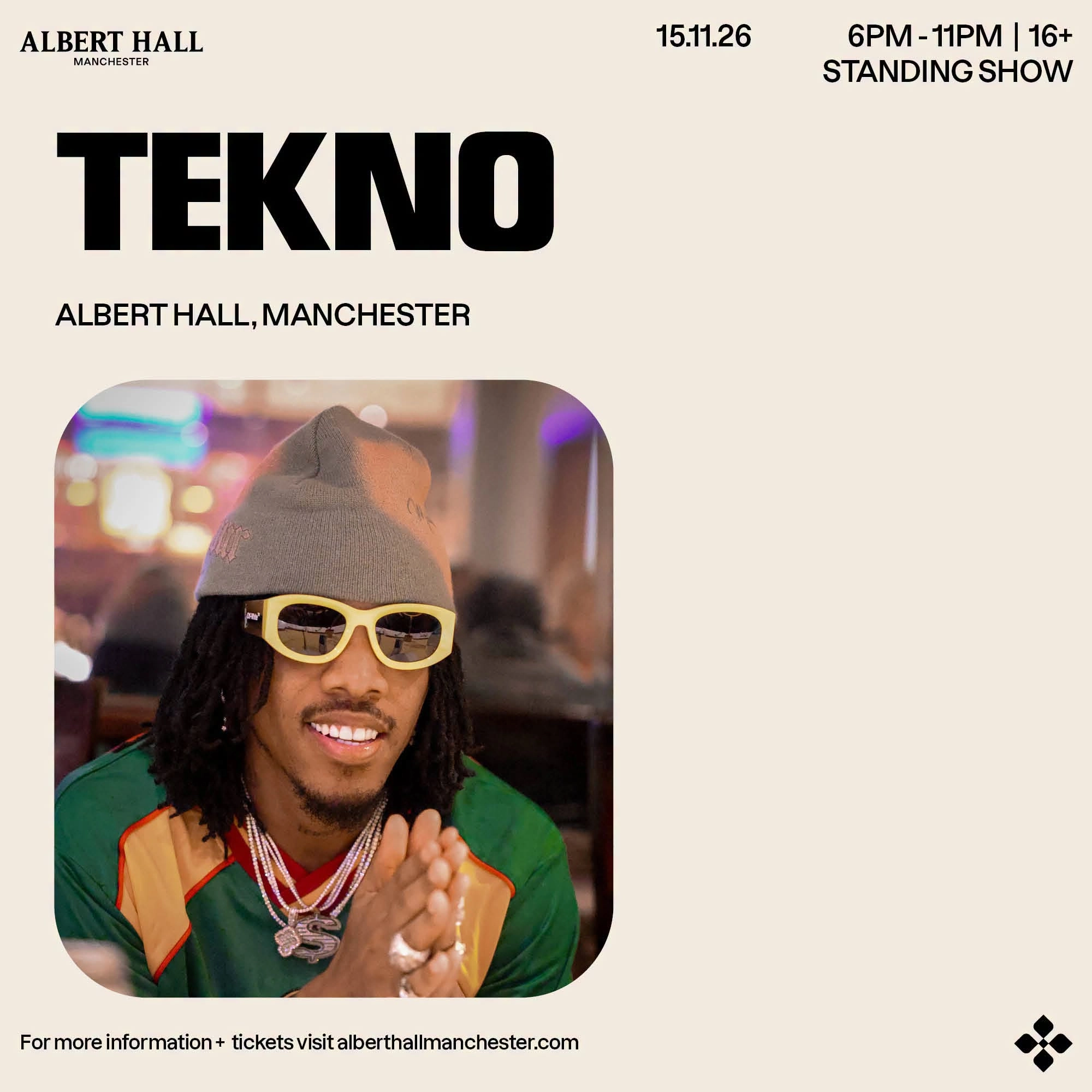 Tekno in der Albert Hall Manchester Tickets