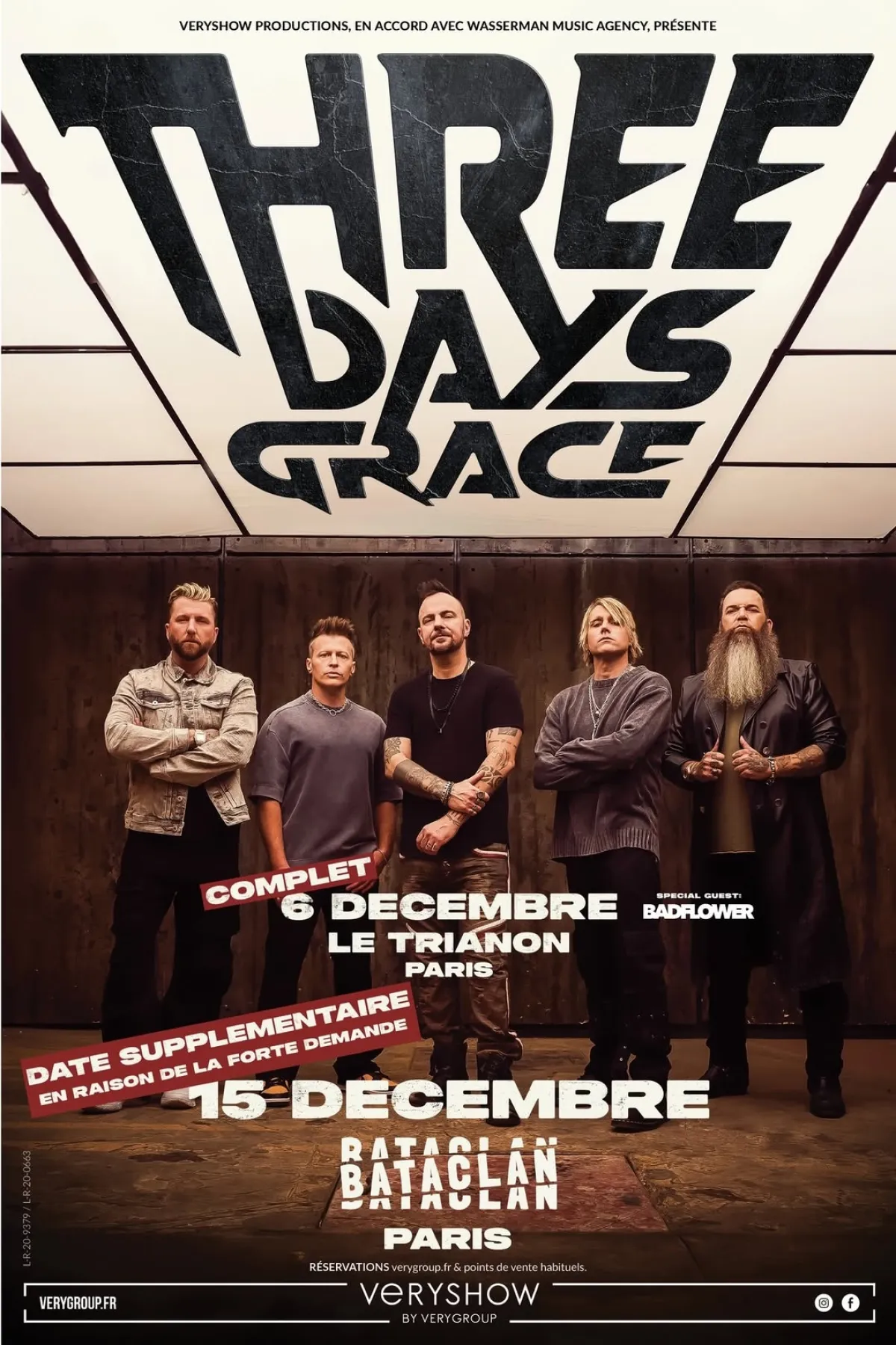 Billets Three Days Grace (Bataclan - Paris)