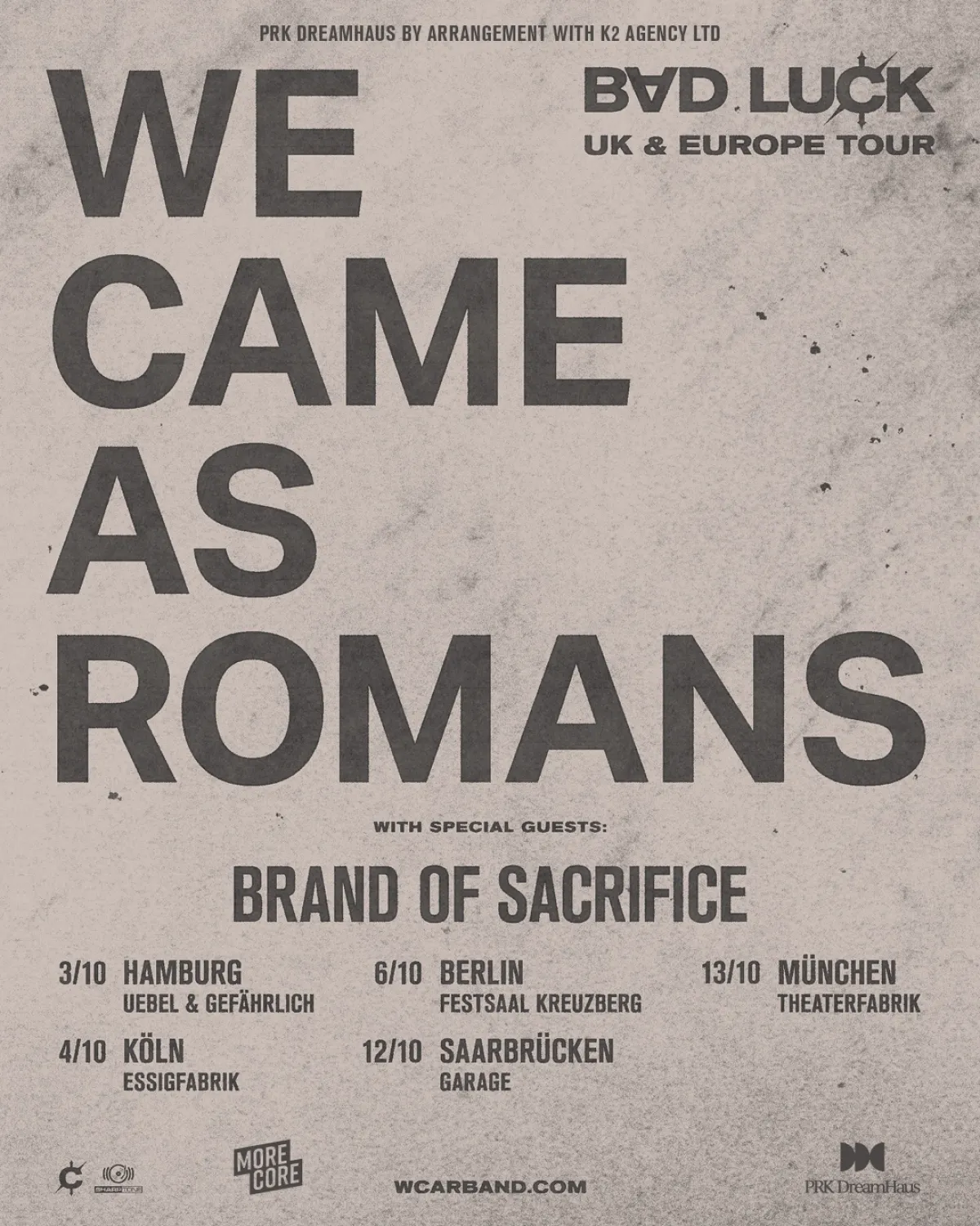 Billets We Came As Romans (Festsaal Kreuzberg - Berlin)