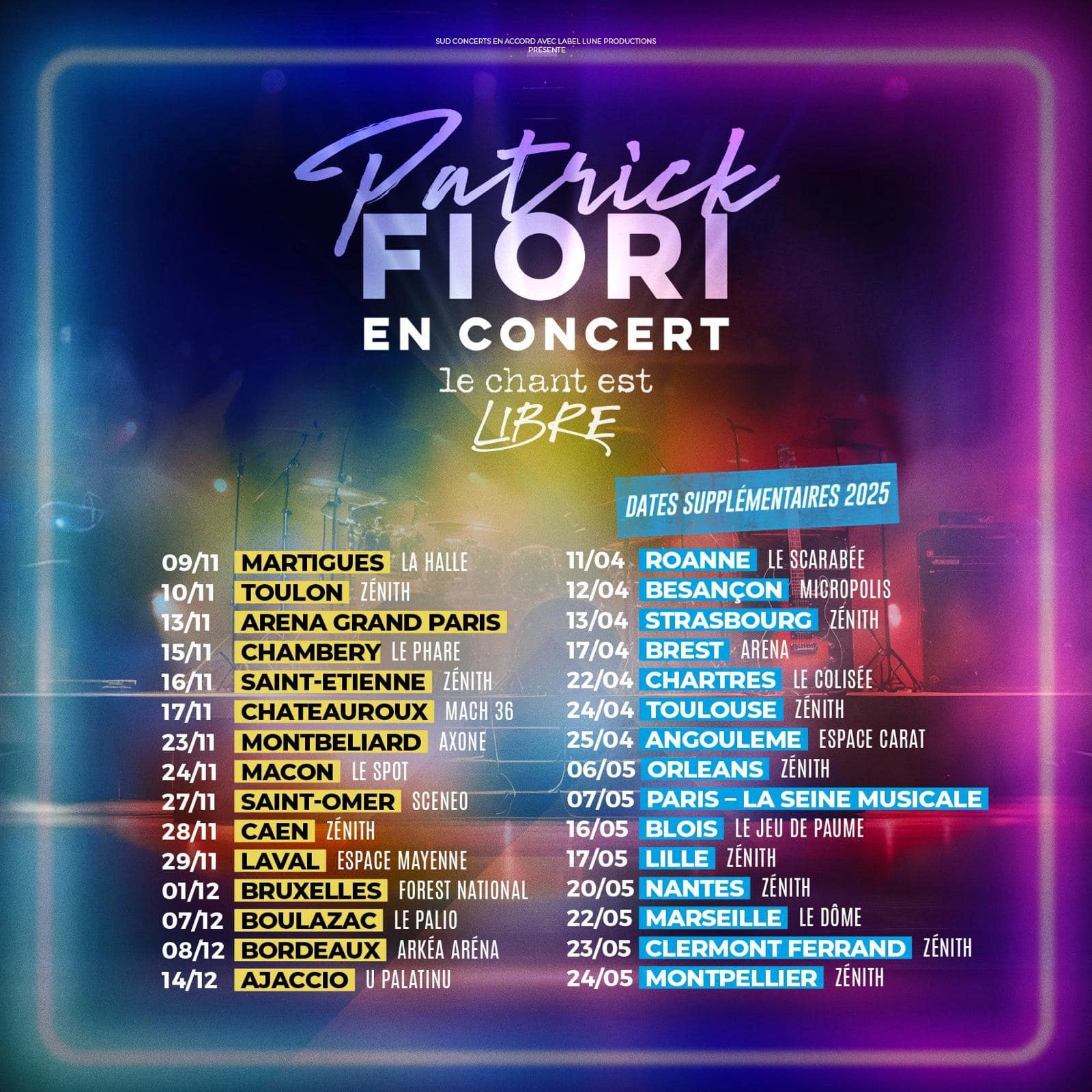 Patrick Fiori annonce de nouveaux concerts à sa tournée en 2025 !