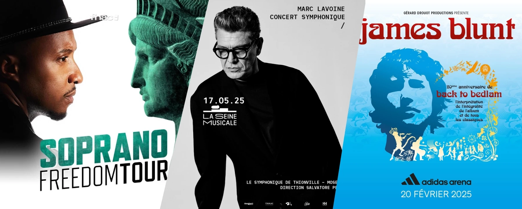 Soprano, Marc Lavoine, James Blunt, les mises en vente de billets de concert cette semaine !